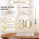 Table Numbers for Wedding Reception - Transparent Acrylic with Gold Writing, (Set of 1-30) Elegant Table Number Holders