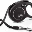FLEXI New Classic Small Tape Retractable Dog Leash for XSmall Dogs  10 ft., Black | Tangle Free Pet Walking Leash with One-Handed Brake, Pause, Lock|German Quality Product