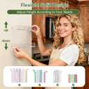 Malldii 9.5" Large Acrylic Straw Holder for Cabinet Door - Reusable Tumbler Straw Organizer Storage, Small Kitchen Accessories Container, Ultra Sticky Cupboard Door Mounted (Transparent)