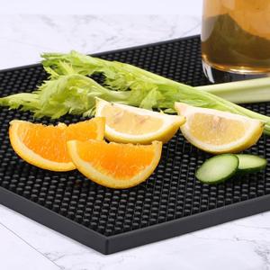 XieNie Bar Mat, 18" x 12" Black Rubber Coffee Mat for Home Bar Kitchen Countertop, Non-Slip Service Spill Mat for Cocktail Bartender Accessories, PVC Counter Top Cup Glasses Drying Mats, 1Pac