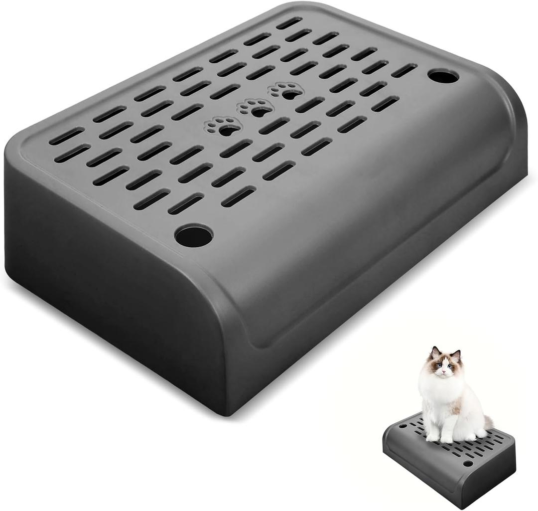 Cat Ramp for Litter Robot, Self Cleaning Cat Litter Box Step with Storage Cat Litter Slide for Cats Step Stool with Filter Function Litter Catcher Tray for Automatic Litter Box 11.8x8.7x3.9In(Black)