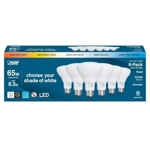 Feit Electric LED 5-Color Choice - BR30 65W Equivalent - 750 Lumen, 2700K Soft Whit, 3000K Bright White, 4000K Cool White, 5000K Daylight and 6500K Cool Daylight
