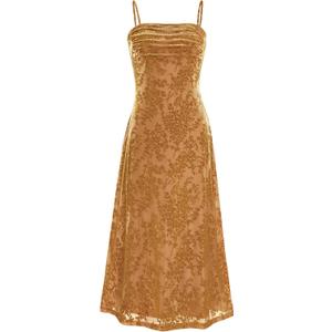 BTFBM Women's Summer Dress Sleeveless Spaghetti Strap Midi Dress Sexy Cowl Neck Floral Cocktail Dress Party Dresses (L)