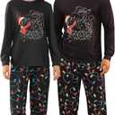 ALISISTER Matching Christmas Pajamas for Couples Men and Women Xmas Pjs Sets Long Sleeve Sleepwear (Medium, 02 Cat Lights)