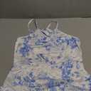 Women's Summer Maxi Dress Floral Tie Front Spaghetti Strap Casual Boho Beach Flowy Sundress with Pockets Size L