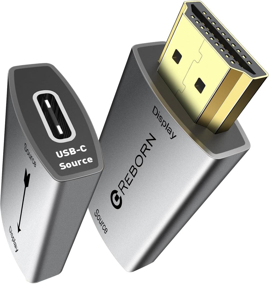 Reborn USB C Female to HDMI Male Adapter | 4K Uni-Directional USB Type C Source to HDMI 2.0 Display Converter Thunderbolt 3/4 to HDMI for MacBook Pro/Air, Galaxy S8 to S23, Surface - 2 Pack