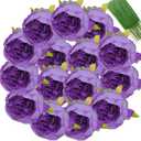 FagusHome 25 Pcs Silk Peony Artificial Flower Heads 4 inch Fake Peony Flowers Heads with Stems Artificial Peony Flower Heads in Bulk Wholesale for Wedding Home Decor (Purple)