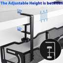 Under Desk Cable Management Box 25.3 Inch Clamp-Mounted Cable Organizer Tray, Large Cord Management Box for Office & Home, Wire Organizer Under Desk Storage, Black