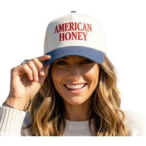 D&Y Retro 2-Tone Canvas Baseball Cap for Women - Funny Embroidered Distressed Snapback, Adjustable Cotton Dad Hat (Beige)