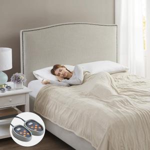 Beautyrest Electric Blanket Luxurious Micro Fleece Ultra Soft Ribbed Textured, Cozy and Snuggly Cover for Cold Weather, Fast Heating, Auto Shut Off, 20 Level Heat Setting Controller, King, Beige
