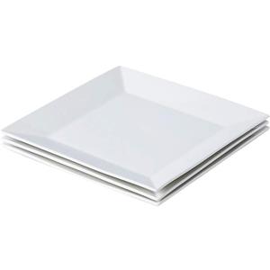 Porlien Classic Square 9.7-inch Dinner Plate Set of 3, White