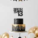 Bruh I'm 13 Cake Topper,Funny 13th Birthday Party Decorations,Bro I'm 13 Happy 13th Birthday Cake topper for girls, Black Glitter 13 Birthday Party Decorations For boy