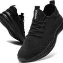 Womens Walking Tennis Shoes Non-Slip Lightweight Running Sneakers, 44, Black