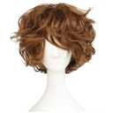 Mens Brown Wig Male Short Fluffy Brown Wig Curly Layered Heat Resistant Synthetic Hair Replacement