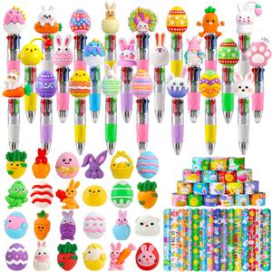 72 PCS Easter Classroom Gift Set with 24 Multi-Color Cute Pens and Mochi Squishy,Bulk Easter Day Gifts for Classroom Prizes Goodie Bag Stuffers Party Favors Supplies.