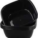 Kekow 4-Pack Small Wash Basin Pan, 8 Quart Black Dish Pan