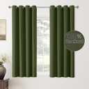 ChrisDowa 100% Blackout Olive Green Solid Curtains 63 Inches Long 2 Panels for Bedroom Living Room,Farmhouse Room Darkening Thermal Insulated Soundproof Grommet Top Window Treatment Drapes,52x63