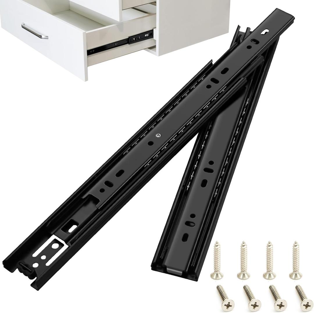 20 Inch Drawer Slides, Soft Self Close Full Extension Ball Bearing Drawer Slides, 3 Fold Full Stretch Side Mount for Custom Storage for Large Items, Extra-Deep Drawers (1 Pair-Black)