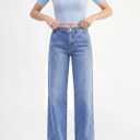 EMMIOL Baggy Straight Leg Jeans Women, Mid-High Rise Denim Pants, Y2K Vintage Distressed Stretchy Loose Fit with Large Pocket，Boyfriend Wide Leg Trousers Casual,Vintage Blue (Blue, XS)
