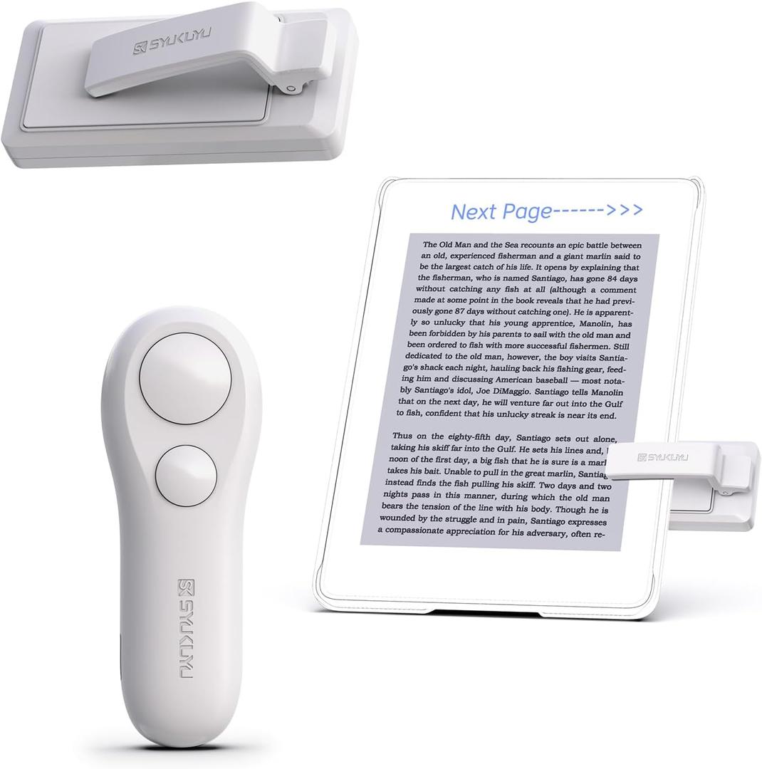 SK SYUKUYU RF Remote Control Page Turner for Kindle Reading Ipad Surface Comics, iPhone Android Tablets Reading Novels Taking Photos(White)