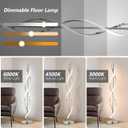 ADISUN 40W LED Modern Floor Lamp Remote Control Dimmable Spiral Floor Lamp Indoor Tall Lamp Floor Lamps for Living Rooms Family Rooms Bedrooms Offices Lighting (Silver)