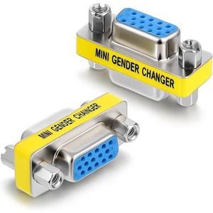 VGA Female to Female Adapter, VGA Coupler HD15 Mini Gender Changer VGA Cable Extender Connector for Monitors Projectors Equipment Cable