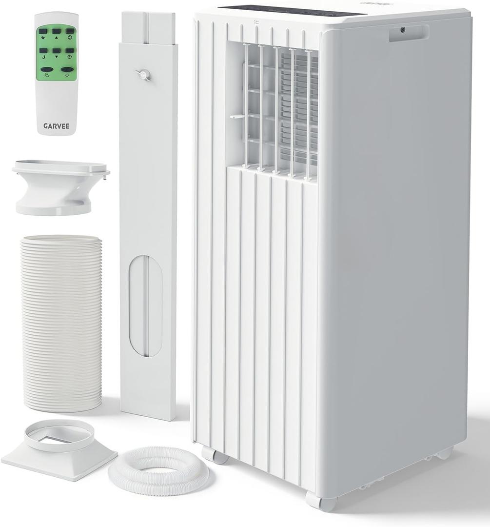 Garvee 8000 BTU Portable Air Conditioner, 3-in-1 Portable AC Cooling, Dehumidifying & Fan for Bedroom, Apartment, Dorm & Rooms Up to 350 Sq. Ft, Sleep Mode, 24-Hr Timer, Remote, Window Kit, White