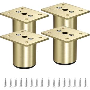 BSTKEY 4Pcs 2 Inch Aluminum Alloy Furniture Cabinet Legs - Adjustable Replacement Legs for Furniture Cabinet Foot Legs Sofa Bed Desk Table Feet Support, Gold