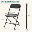 6 Pack Black Plastic Folding Chairs, Outdoor Portable Folding Chair with Steel Frame, 350lbs Capacity Stackable Foldable Chairs for Patio, Garden, Picnic, Kitchen, Events