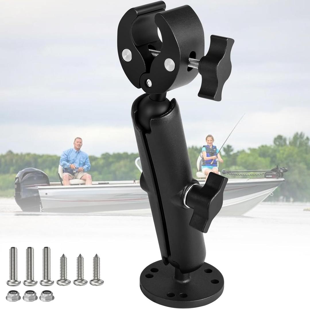 Trolling Motor Stabilizer Mount, 360 Adjustable, for Minn kota Terrova/Riptide Terrova/Ulterra/PowerDrive, Tough-Claw Boat Trolling Motor Shaft Reduces Bounce, Max to 1.5" Diameter Bar