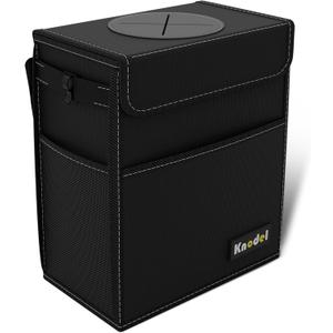 K KNODEL Car Trash Can, Waterproof Garbage Can, Trash Bag with Lid, Leak-Proof Car Bin, Trash Hanging Bag for SUV (Large, Black)