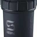 SHAKESPHERE Stainless Steel Shaker Bottle - 24oz Insulated Protein Shaker Bottle for Hot & Cold Drinks - Ideal for Shakes & Smoothies, Leak-Proof, BPA-Free, No Mixer Ball Needed, Matte-Black