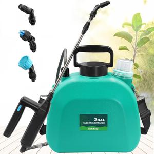 Battery Powered Garden Sprayer 2 Gallon, Powerful Electric Backpack Sprayer, Weed Yard Lawn Sprayer with 3 Mist Nozzles & Retractable Wand (Green)