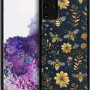 Compatible with Samsung Galaxy S20 Plus Case,Vintage Yellow Bee Floral Amazing Pattern Design Shockproof Anti-Scratch Hard PC Back Case for Samsung Galaxy S20 Plus