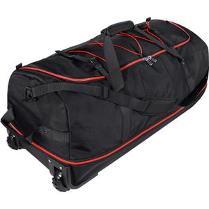 110L/140L Expandable Soft-Sided Foldable Duffle Bag with 2 Rubber Wheels,Packable 32 Rolling Carry-On with Multi-Pockets & Compartments,Black Red