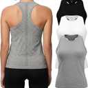 3 Pack Workout Tank Tops for Women Seamless Racerback Athletic Running Tops Crew Neck Sleeveless Gym Yoga Shirts, Medium 
