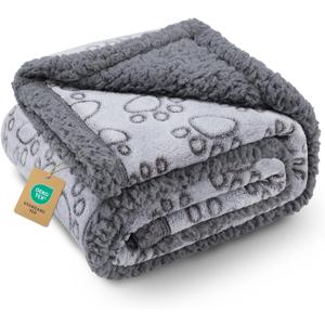 Luciphia Waterproof Pet Blankets for Couch Sofa Bed Cover Liquid Pee Proof Washable Soft Fluffy Large Dog Blanket Reversible Furniture Protection Paw Grey Small40" x 28"