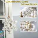 7 x Handmade Crochet Snowflake Rear View Mirror Accessories, Cute Car Hanging Ornament for Women's Interior Decor/Home Pendants