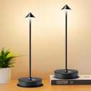 Set of 2 Rechargeable Cordless Table Lamp,6000mAh LED Battery Operated Desk Lamp Touch 3 Color Dimming Portable Outdoor Waterproof Table Light for Patio/Restaurant/Dining/Home (Black)
