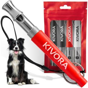 KIVORA 4 Pack Dog Whistle to Stop Barking Neighbors Dog,304 Stainless Steel Adjustable Ultrasonic Silent Dog Training Whistle for Recall & Bark Control, Professional Whistle Suitable for All Dogs (red)