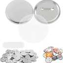 BEAMNOVA 100 Sets of Metal Button Supplies Blank 75mm / 2.95 in (Approx. 3 inch) for Button Maker Machine, Slick Metallic Back, Badge Making Parts Round DIY Pin Maker