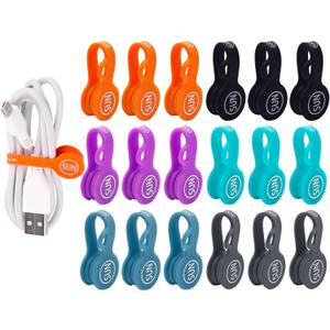 SUNFICON 18 Pack Magnetic Cable Clips Cable Organizers Earbuds Cords Winder Bookmark Clips Whiteboard Noticeboard Fridge Magnets USB Cable Manager Keeper Wrap Ties Straps (18 Pack 2.76x0.59x0.16in.)