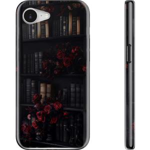 DEENAKIN for iPhone 16e Case - Wireless Charging Compatible - Dual-Layer Hard Shell & Silicone Cover - Protective Phone Case with Trendy Cute Designs for Women - Gothic Rose Booknook