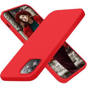 Cordking Designed for iPhone 12 Case, Designed for iPhone 12 Pro Case, Silicone Shockproof Phone Case with [Soft Anti-Scratch Microfiber Lining] 6.1 inch, Red