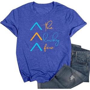 Down Syndrome Awareness Shirt Women The Lucky Few Shirt World Down Syndrome Day Short Sleeve Tops Blue (XL)