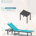 Lounge Chair Outdoor with Wheels, Aluminum Chaise Lounge Outdoor Chair with 5 Adjustable Backrest - Easy to Move- Pool Lounge Chairs for Patio, Poolside (Lakeblue)