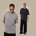 3 Pcs Men's Oversized Cotton Summer T-Shirts - Vintage Baggy Tee Loose Fit Short Sleeve T-Shirts Casual Streetwear (L)