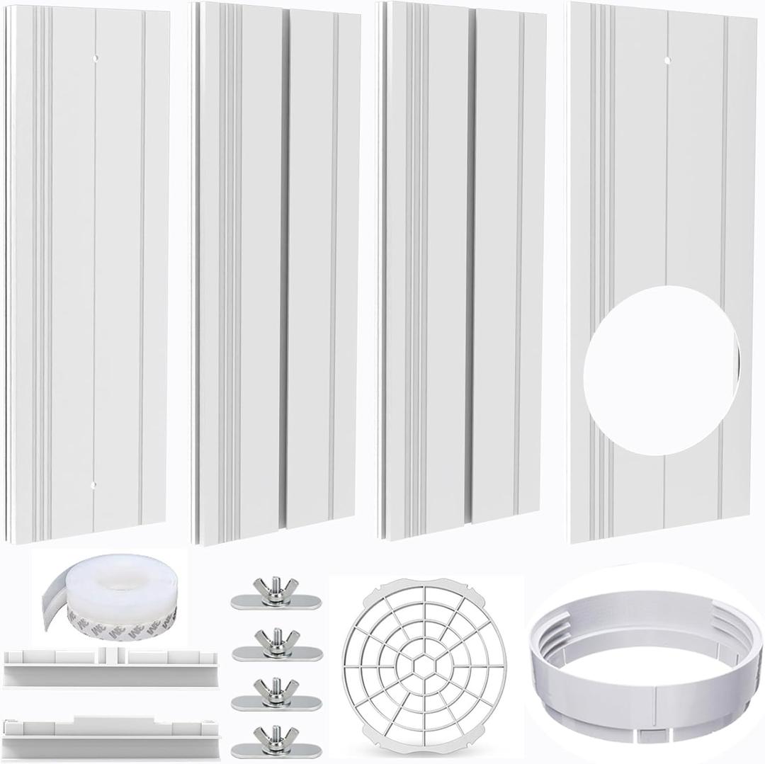 Portable Air Conditioner Window Vent Seal Kit Fit for 5.9" Exhaust Hose, Mobile AC Unit Window Vent Kit with 4 Vent Seal Plates for Vertical/Horizontal Sliding Window