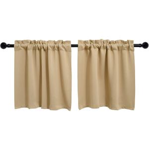 Pickluc Beige Cafe Curtain (Half Window Curtain) 30 Inches Length, Rod Pocket Small Kitchen Curtain, Short Blackout Curtain for Small Window, 30" Wide and 30" Long, 2 Panels Pickluc Beige Cafe Curtain (Half Window Curtain) 30 Inches Length, Rod Pocket Small Kitchen Curtain, Short Blackout Curtain for Small Window, 30" Wide and 30" Long, 2 Panels