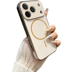 Magnetic Case for iPhone 17 Pro, [Compatible with MagSafe] with Built-in Camera Lens Protector, Slim Fit Shockproof Protective Cover, Matte Finish (Desert Gold,iPhone 17 Pro)